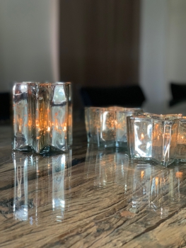 glas windlicht stern silber